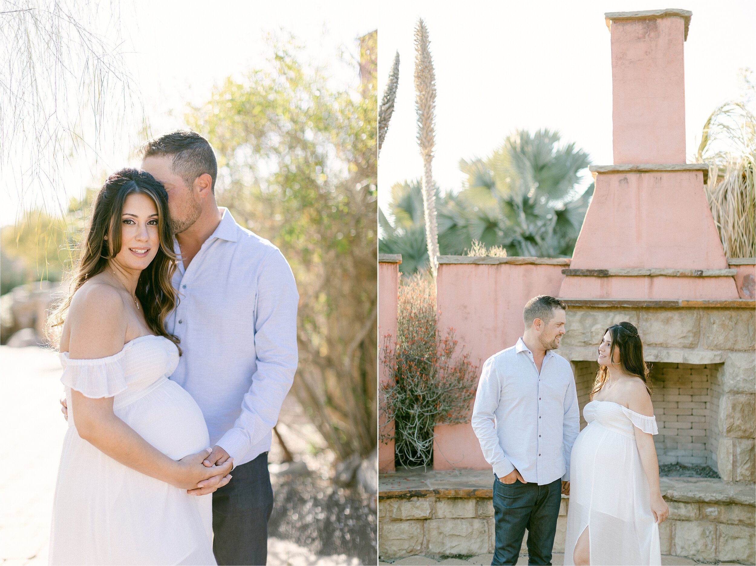 Husband and wife celebrate their pregnancy with a desert inspired maternity photo shoot at the LA Arboretum in Arcadia, CA. 