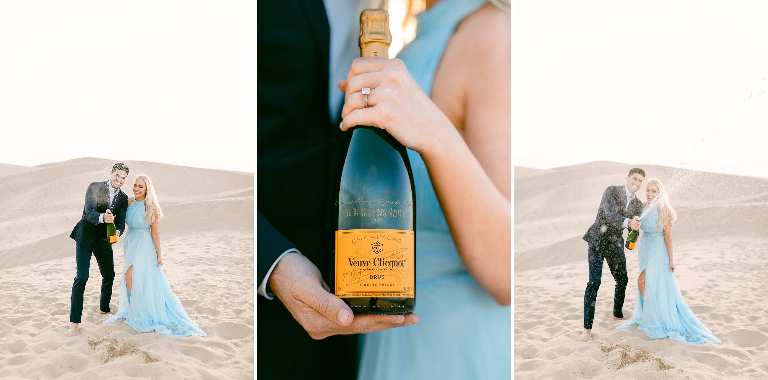 champagne engagement photos