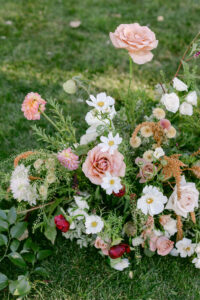 Beautiful pink and white textured floral arrangement.