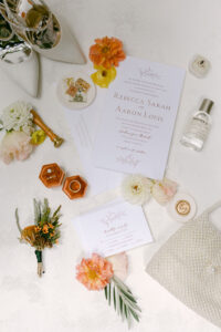 Fall wedding flatlay at Calamigos Ranch