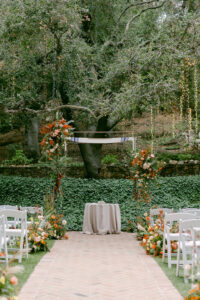 Fall wedding ceremony at Calamigos Ranch.