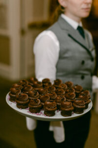 Mini individual desserts were tray passed by servers.