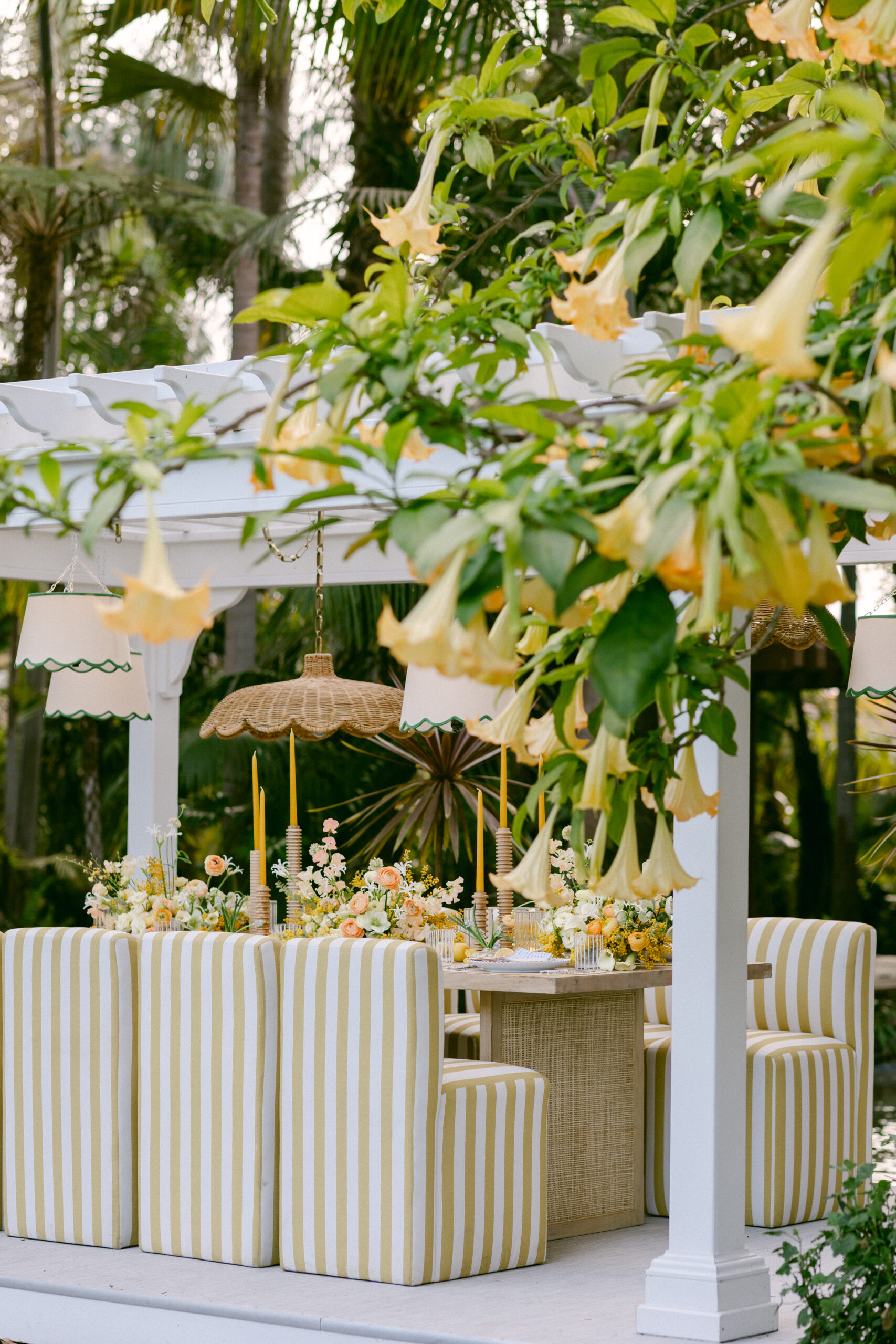 Yellow citrus themed wedding reception