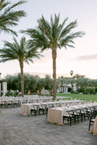 Outdoor wedding reception at Cache Estate in Palm Springs